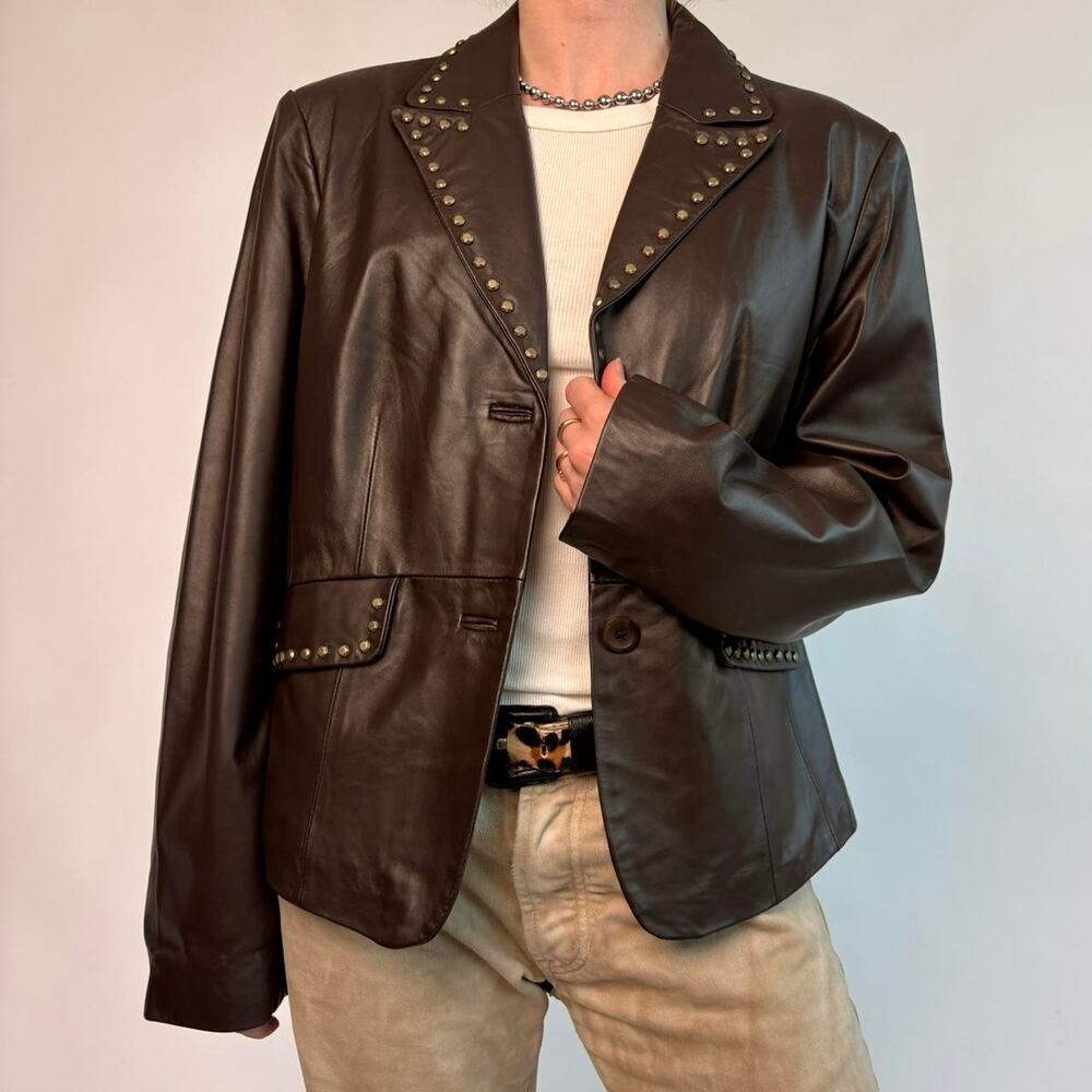Willi Smith Brown Lamb Leather Jacket - Size XL